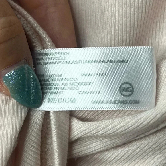 AG ADRIANO GOLDSCHMIED Jaxon Ribbed Blush Pink Basic Layering Tank Top - Picture 10 of 13